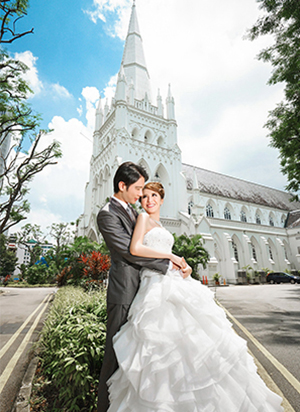 新加坡圣安德烈大教堂婚纱照婚纱摄影