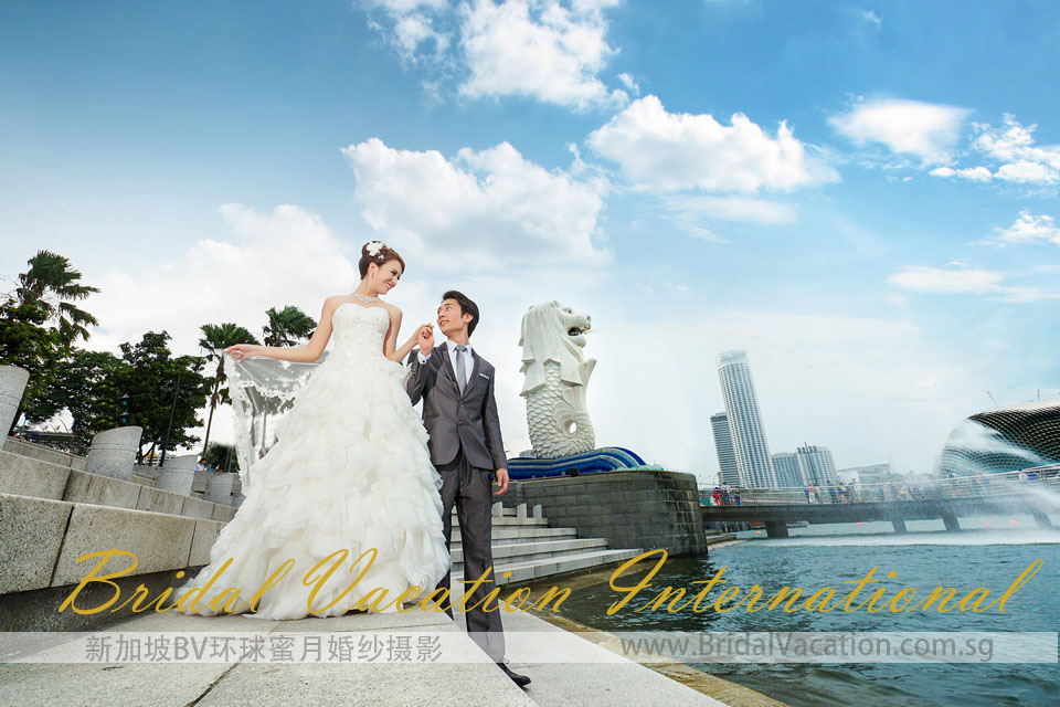 新加坡BV环球 鱼尾狮婚纱照